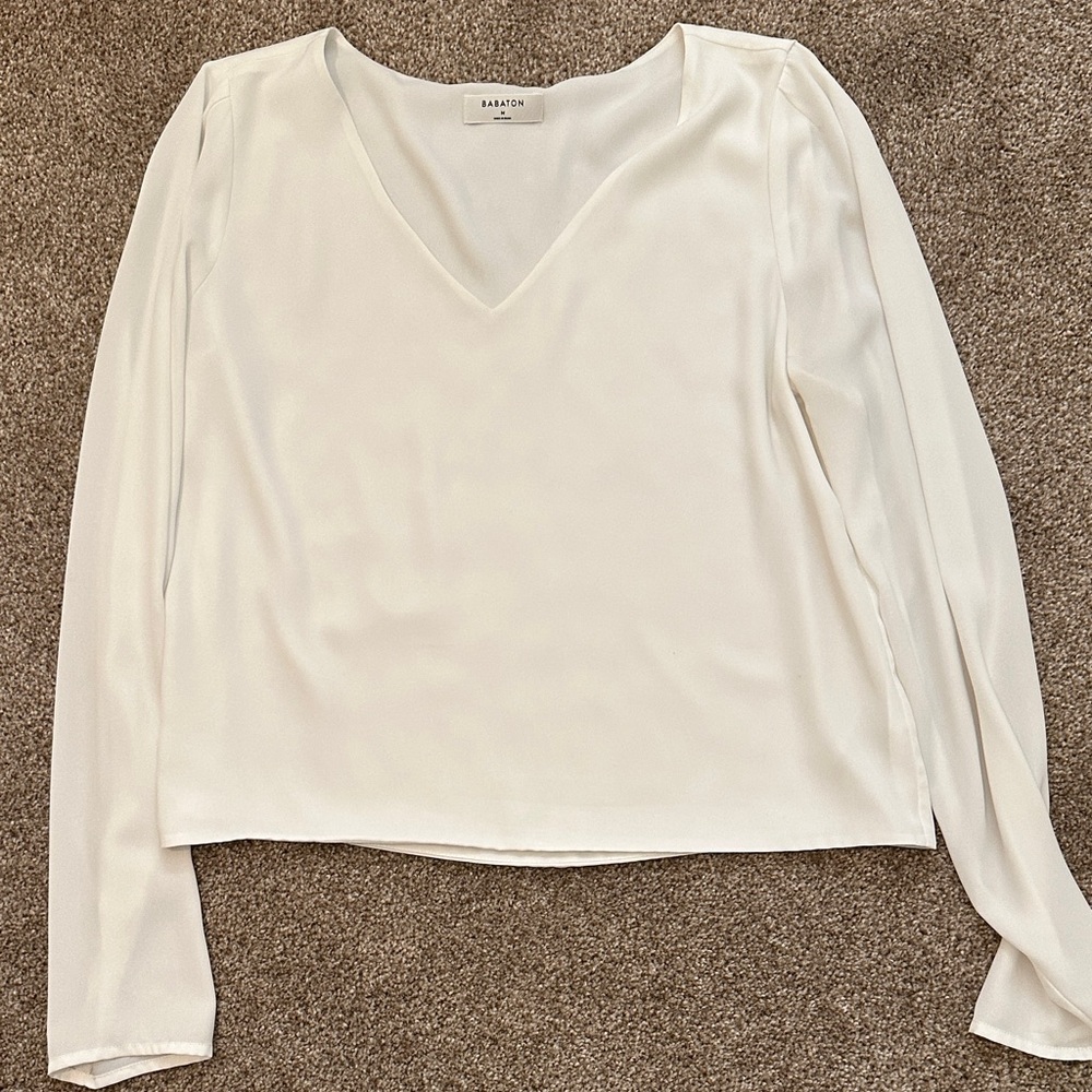 Babaton Cream V-Neck Blouse